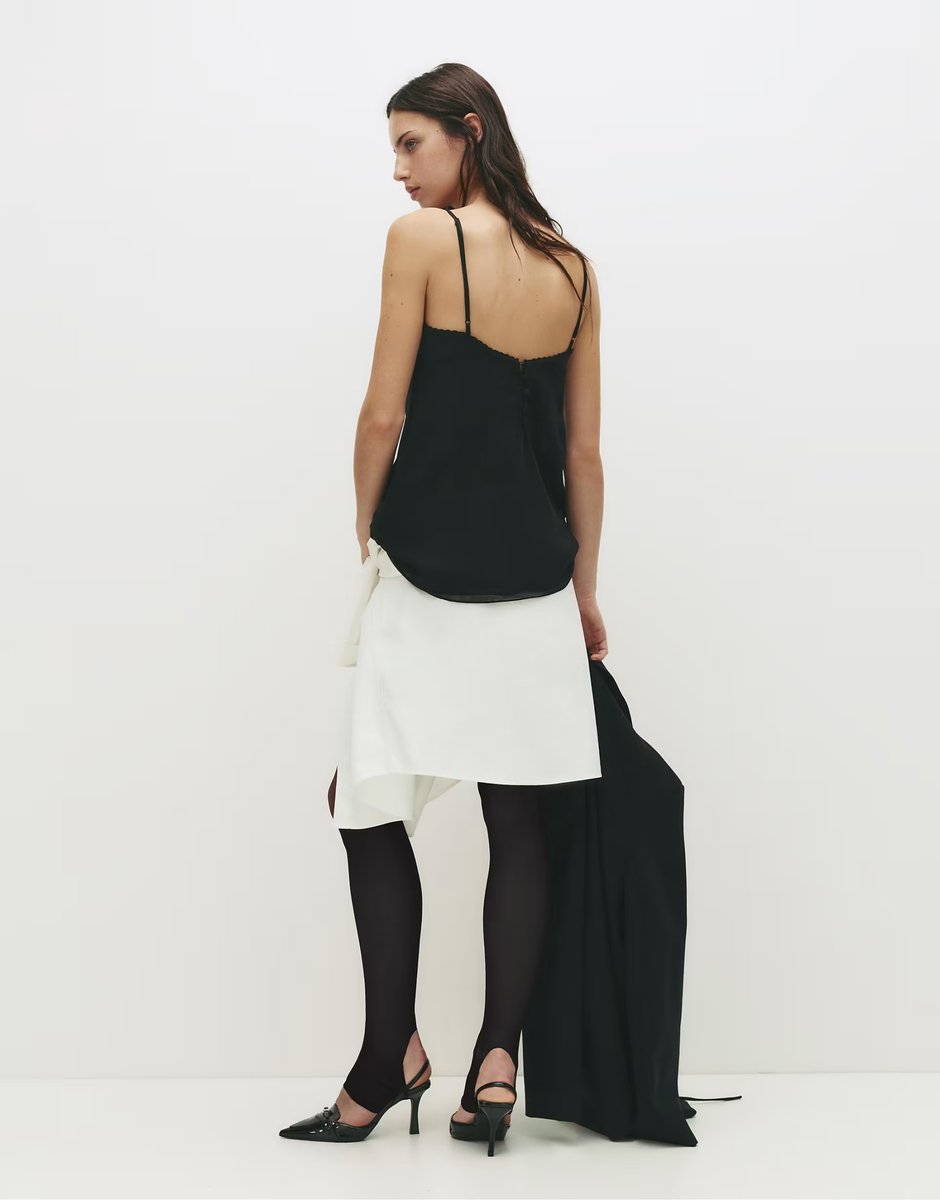 ASOS Pull&Bear Lace and bead-embellished camisole top in black - 2