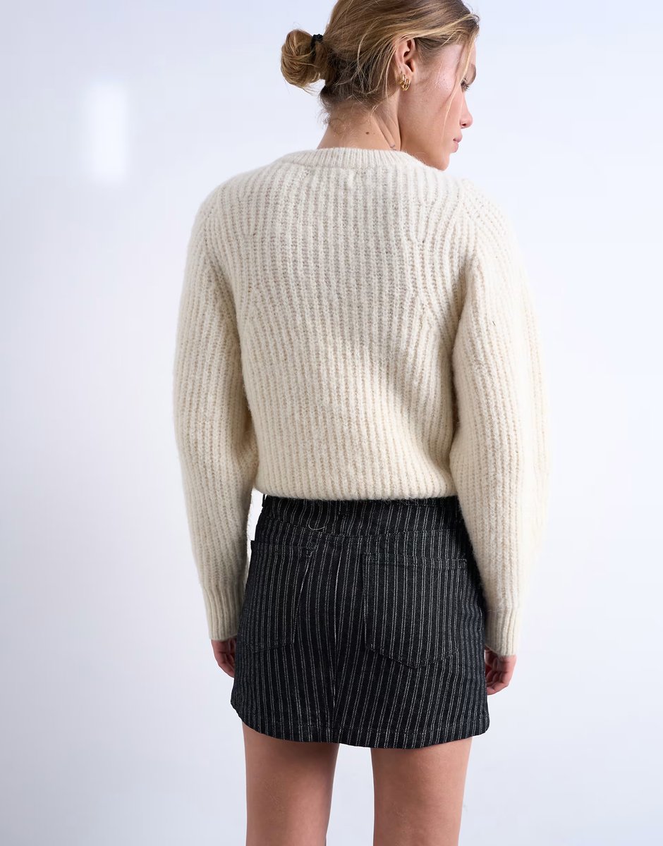 ASOS Topshop denim pelmet mini skirt in black stripe - 4