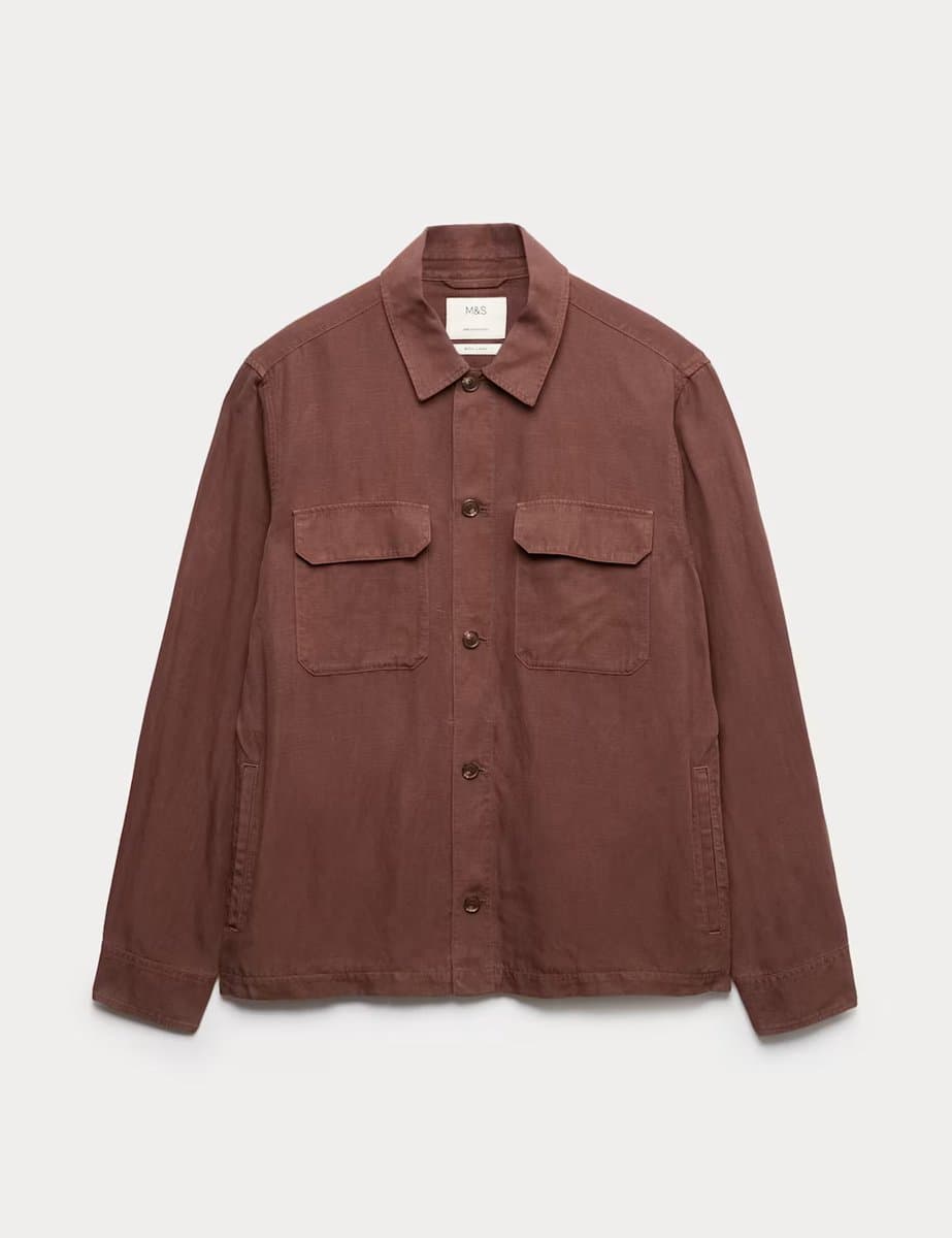 Marks & Spencer M&S Regular Fit Lyocell Blend Overshirt Sable