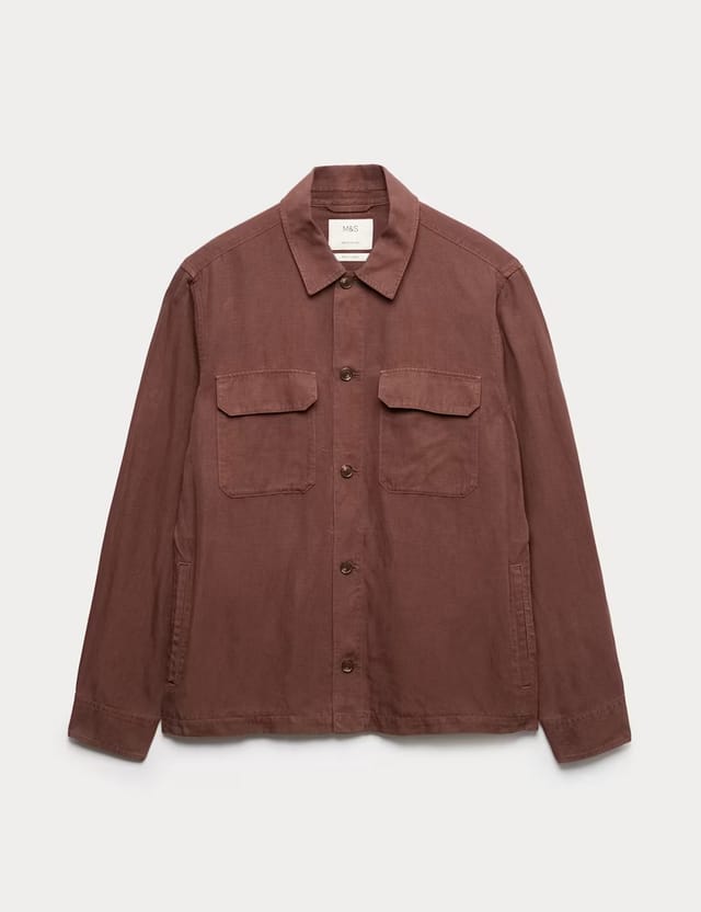 Marks & Spencer M&S Regular Fit Lyocell Blend Overshirt Sable - 2