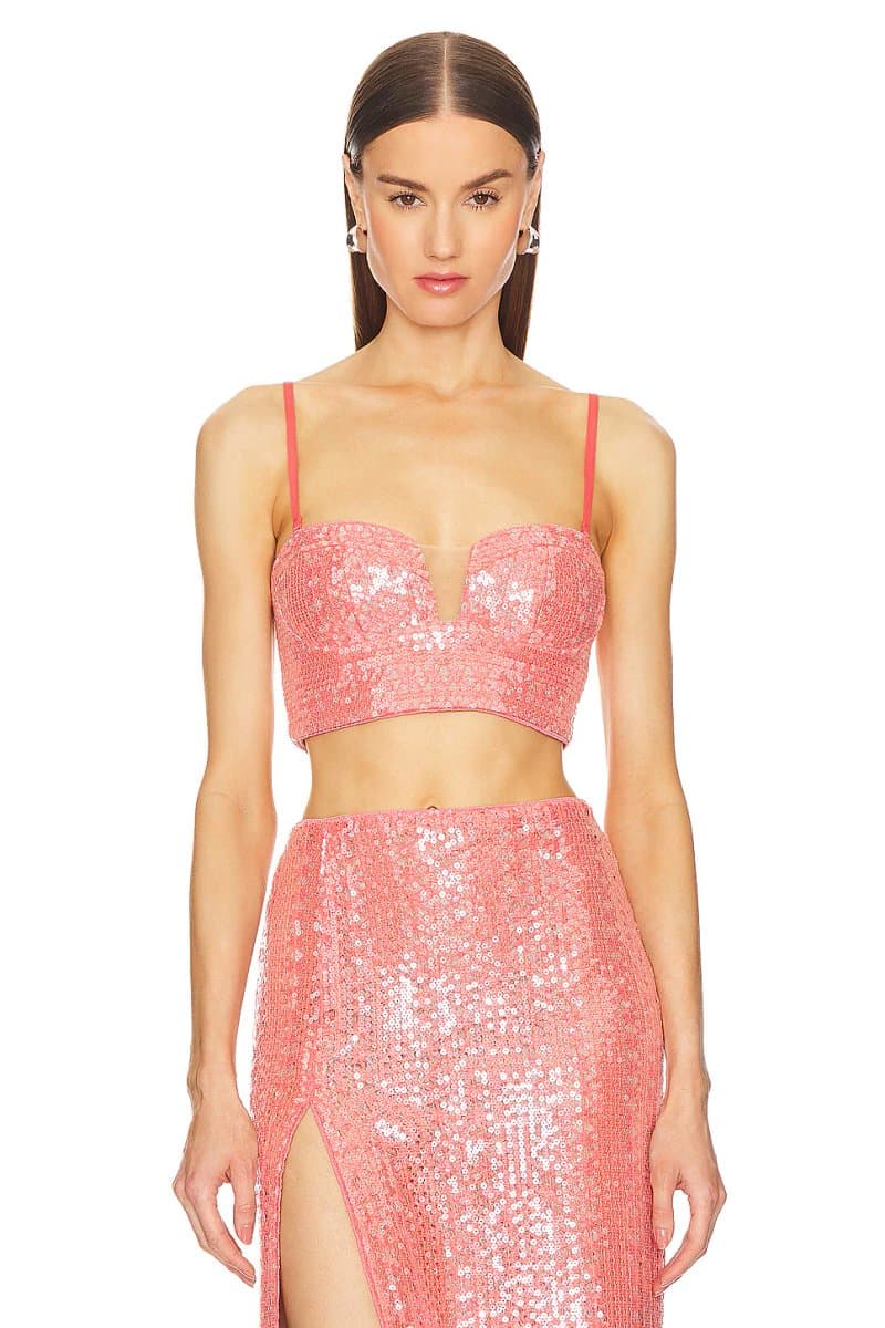 revolve Revolve Catiana Sequin Crop Top in Coral