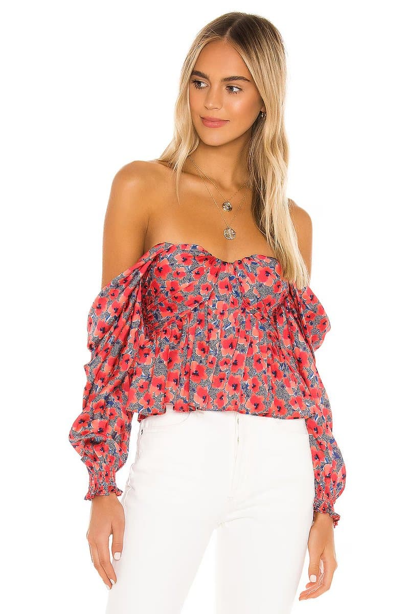 revolve Revolve Red Poppy Floral Blouse
