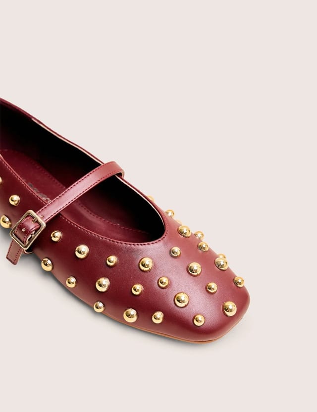 Public Desire Elsie Burgundy Studded Ballerina Flats - 3
