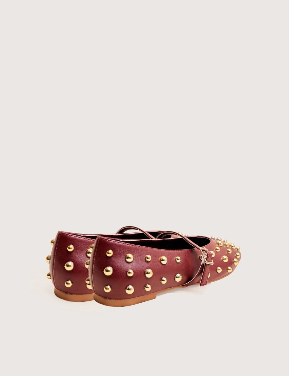 Public Desire Elsie Burgundy Studded Ballerina Flats - 4