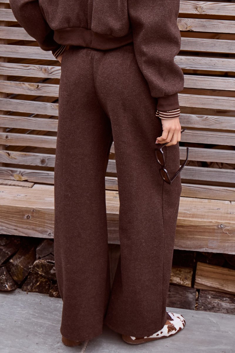 Kaiia Kaiia Wool Effect Wide Leg Trousers Brown Marl - 4