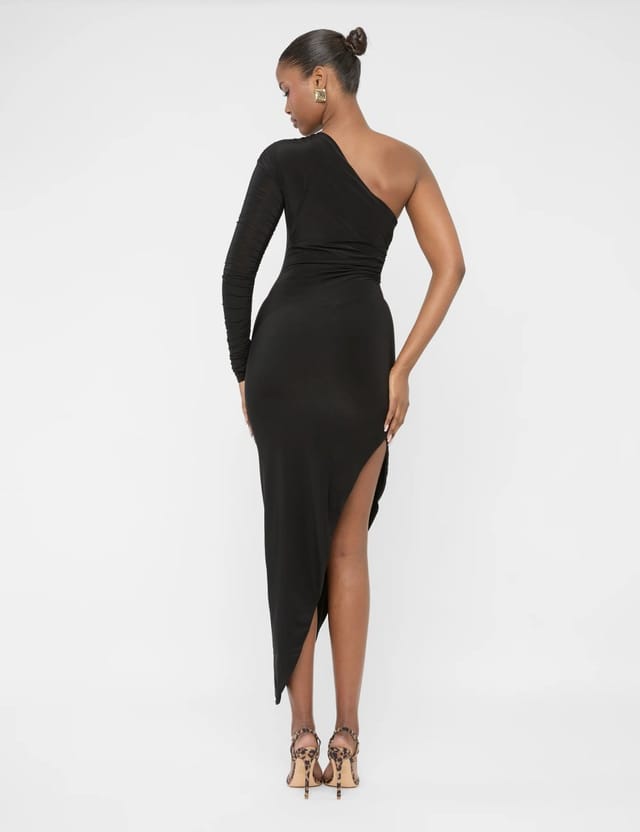Public Desire Ruched One Shoulder Maxi Dress Black - 2