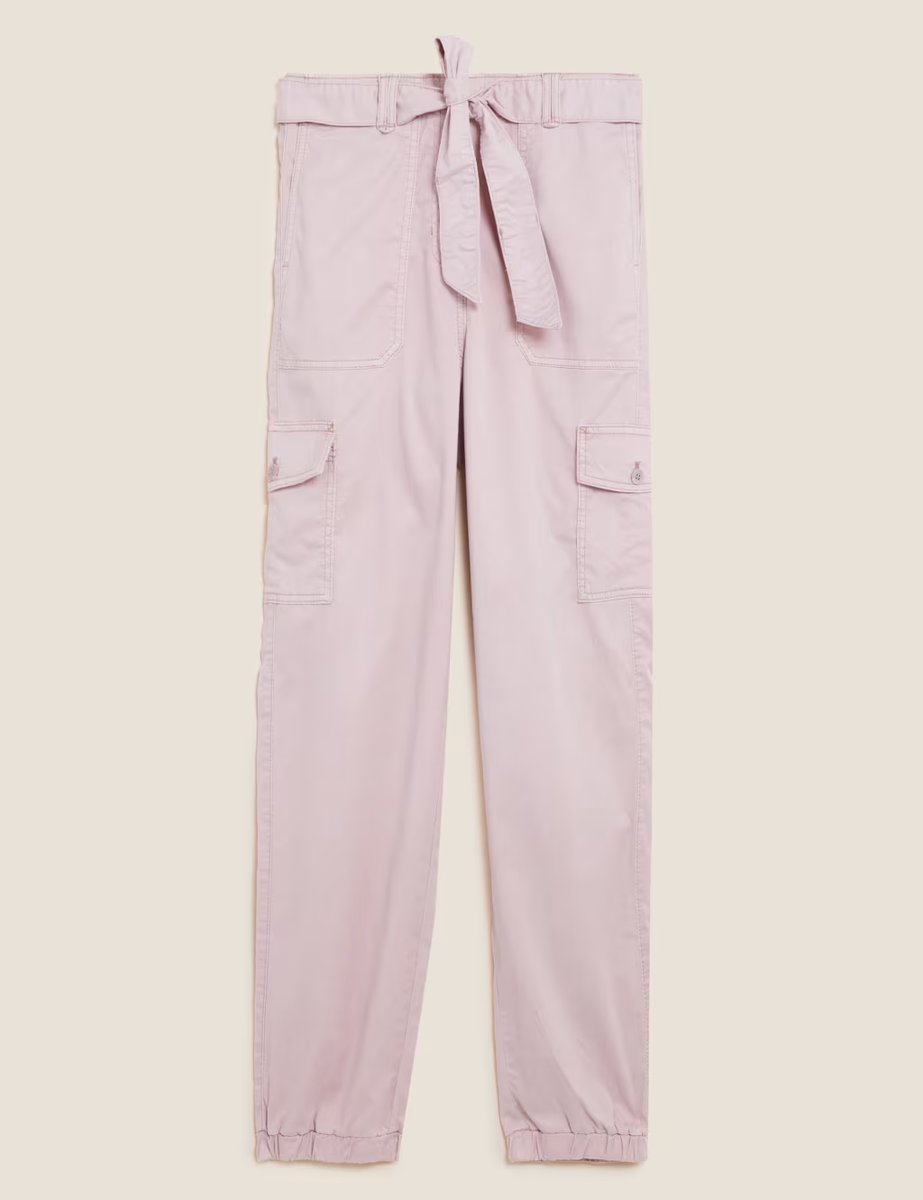 Marks & Spencer M&S Tencel™ Rich Cargo Tapered Trousers Dusted Pink - 2
