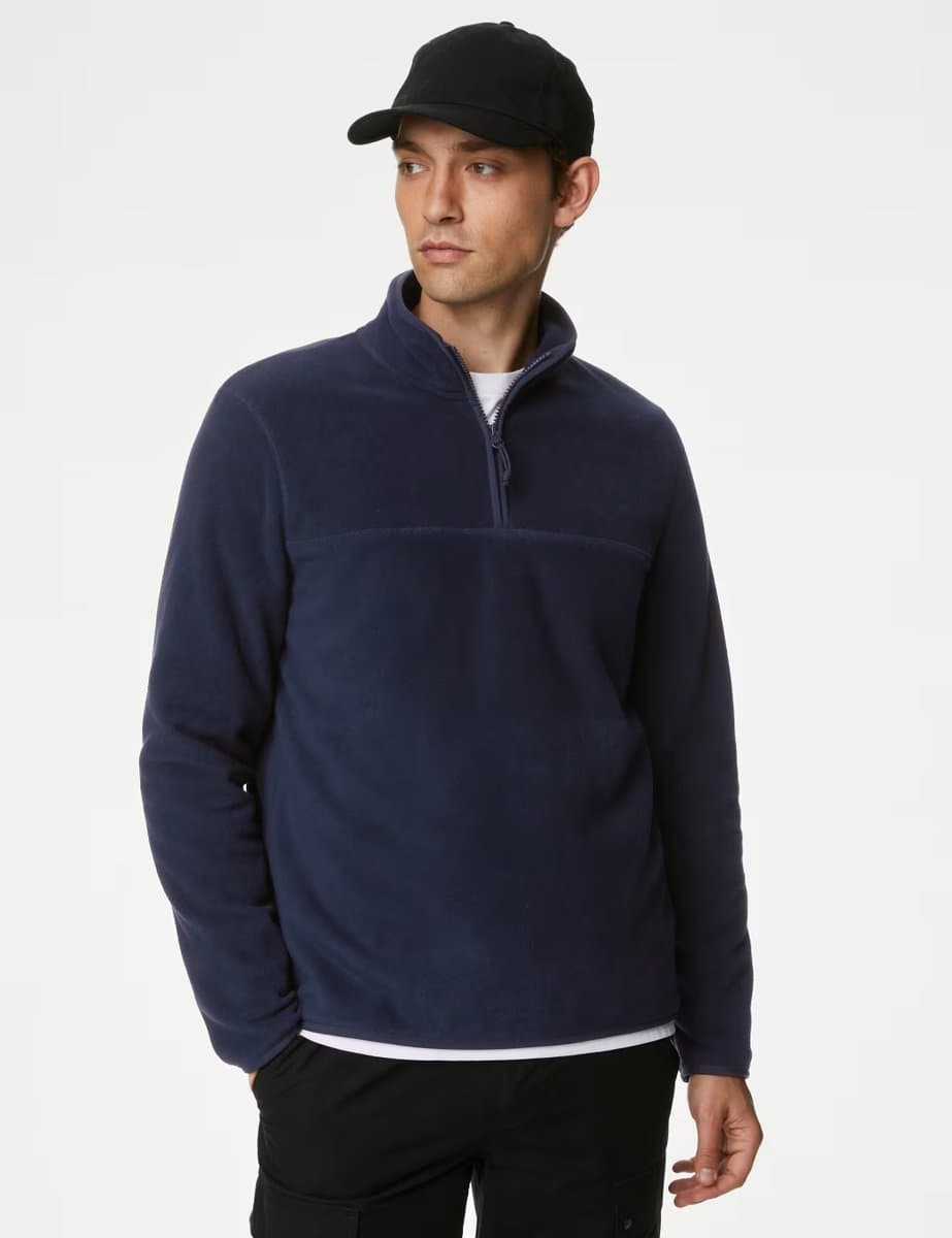 Marks & Spencer M&S Half Zip Micro Fleece Navy