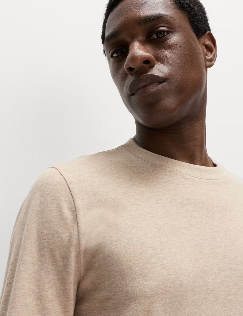 Marks & Spencer M&S Pure Cotton Crew Neck T-Shirt Natural - 2