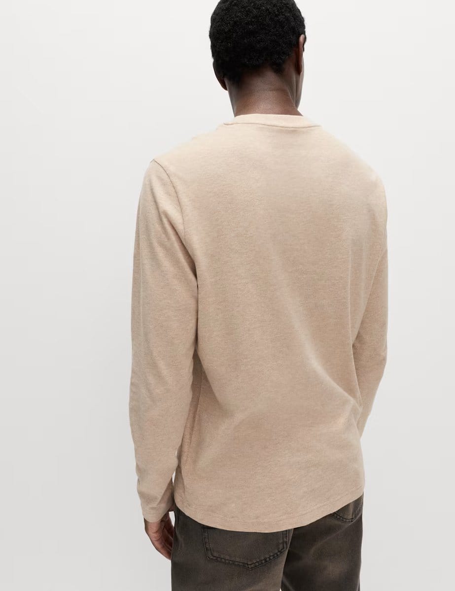 Marks & Spencer M&S Pure Cotton Crew Neck T-Shirt Natural - 4