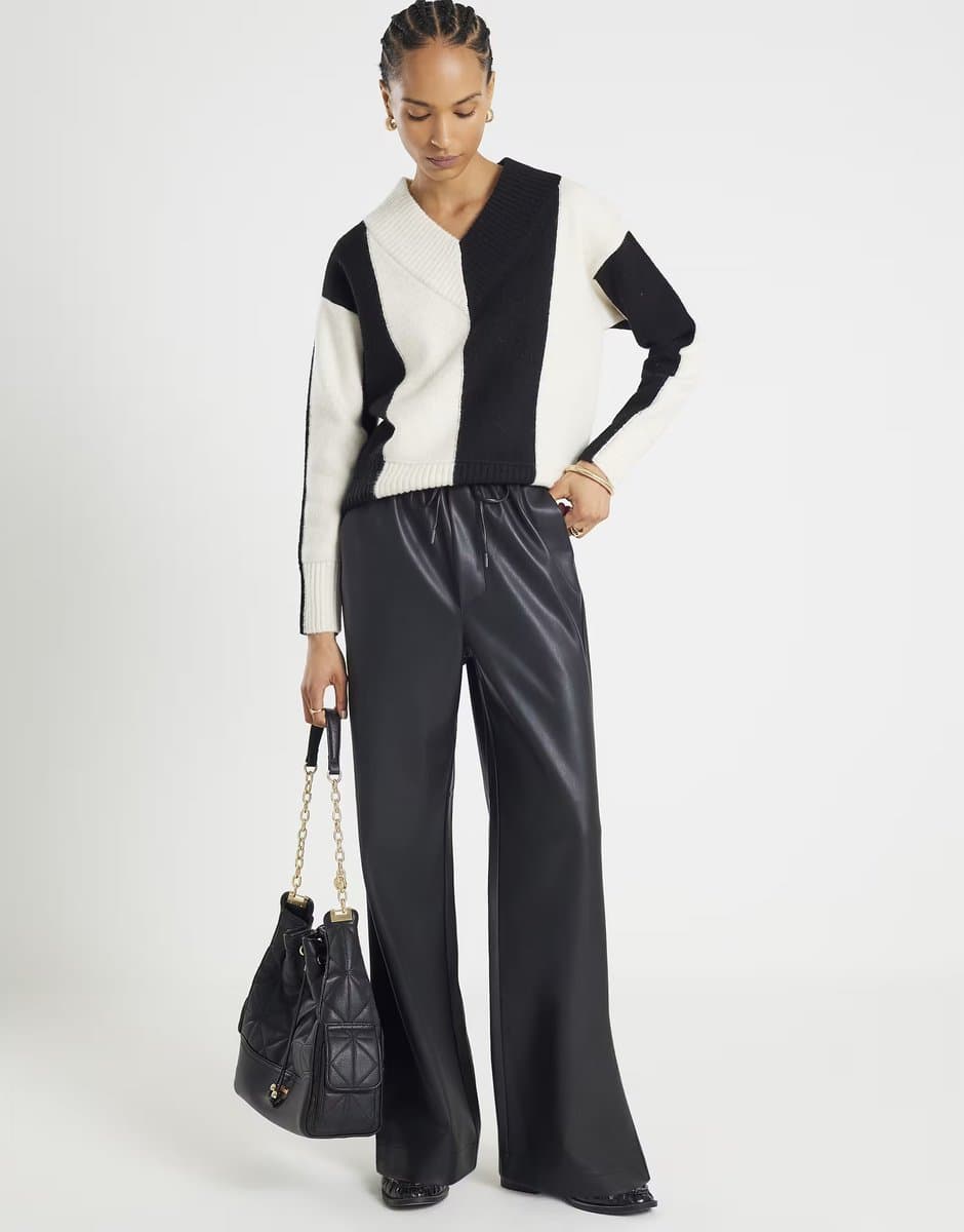 ASOS ASOS River Island Faux Leather Trousers in Black