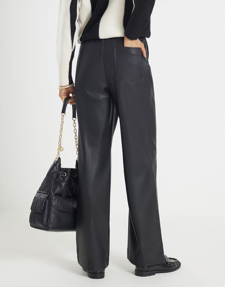 ASOS River Island Faux leather elasticated waist trousers in black - 3