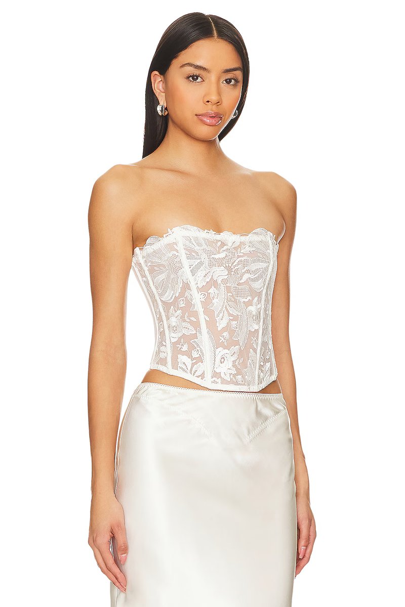 revolve Floral Bow Embroidery Corset Top - 2