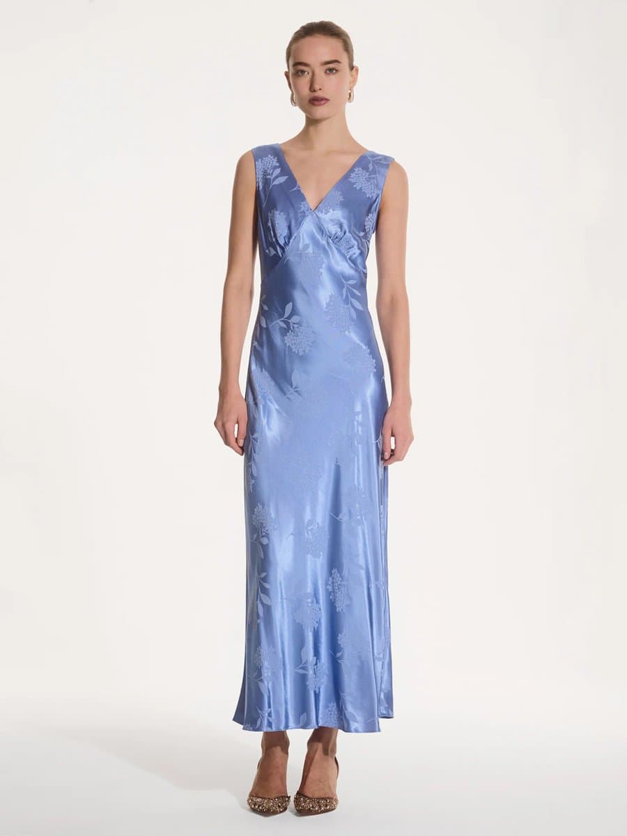 OMNES Iris Jacquard Dress in Blue