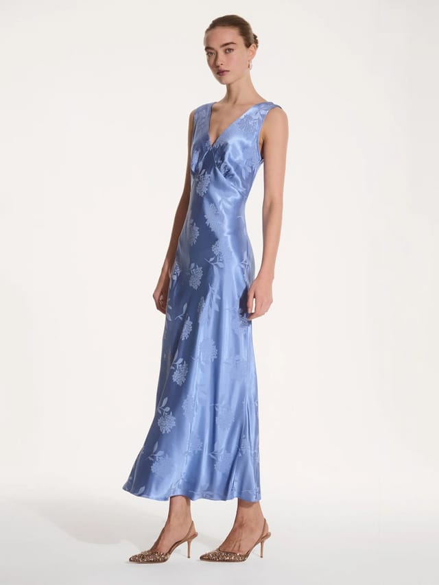 OMNES Iris Jacquard Dress in Blue - 2