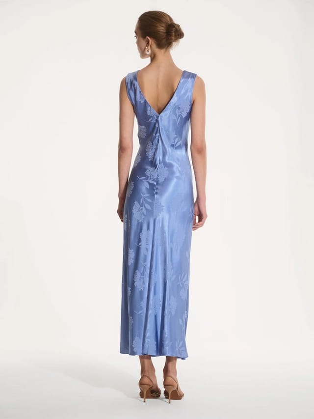 OMNES Iris Jacquard Dress in Blue - 3