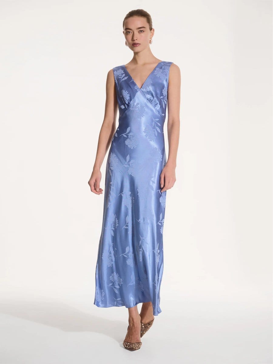 OMNES Iris Jacquard Dress in Blue - 4