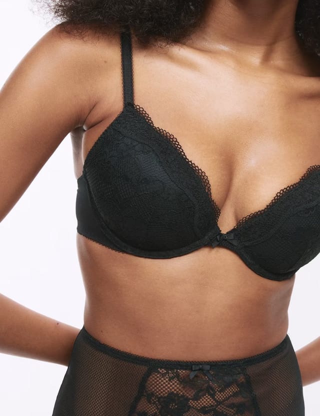 Marks & Spencer M&S Jasmine Lace Wired Plunge Bra A-E Black - 2