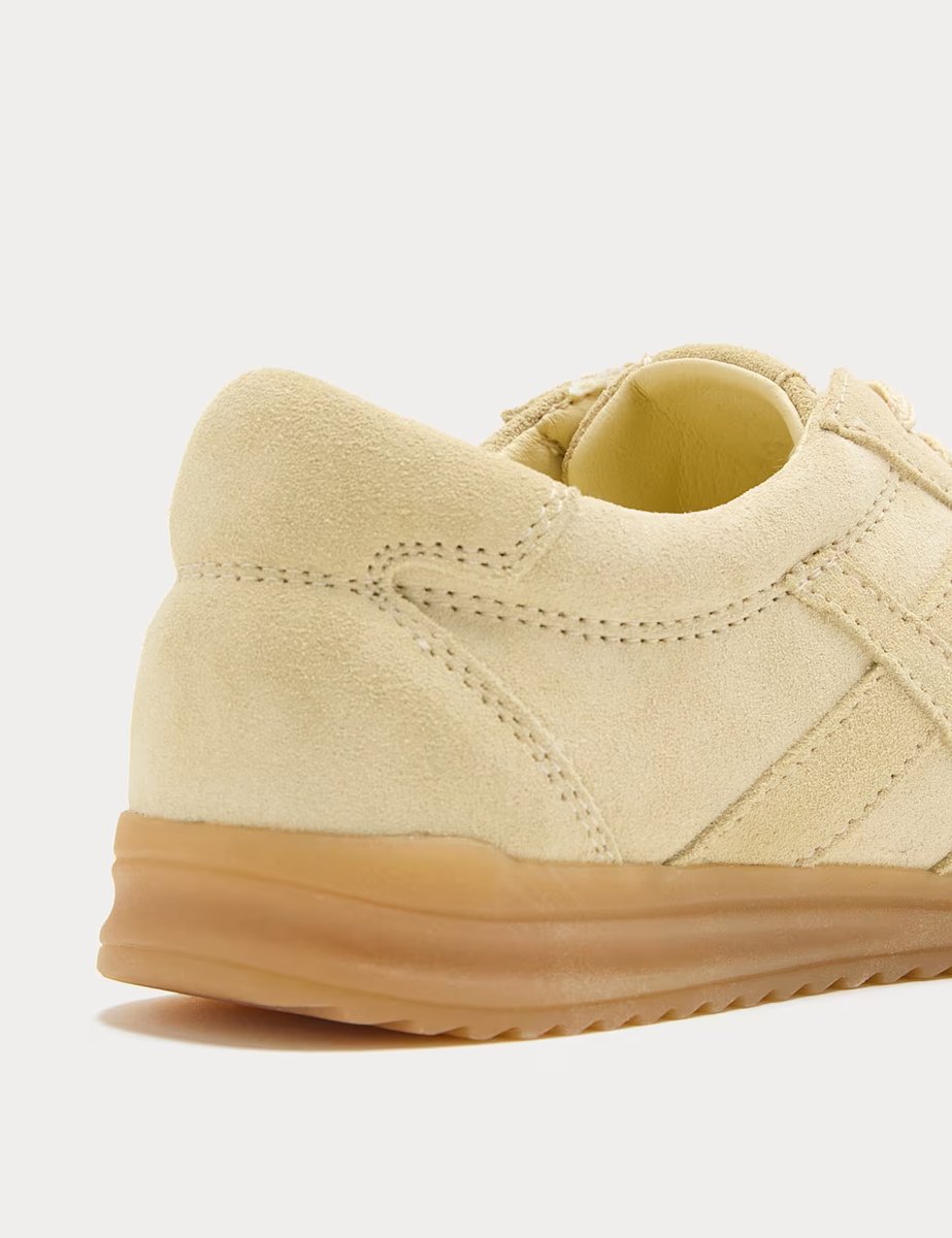 Marks & Spencer M&S Suede Lace Up Side Detail Trainers Yellow - 2