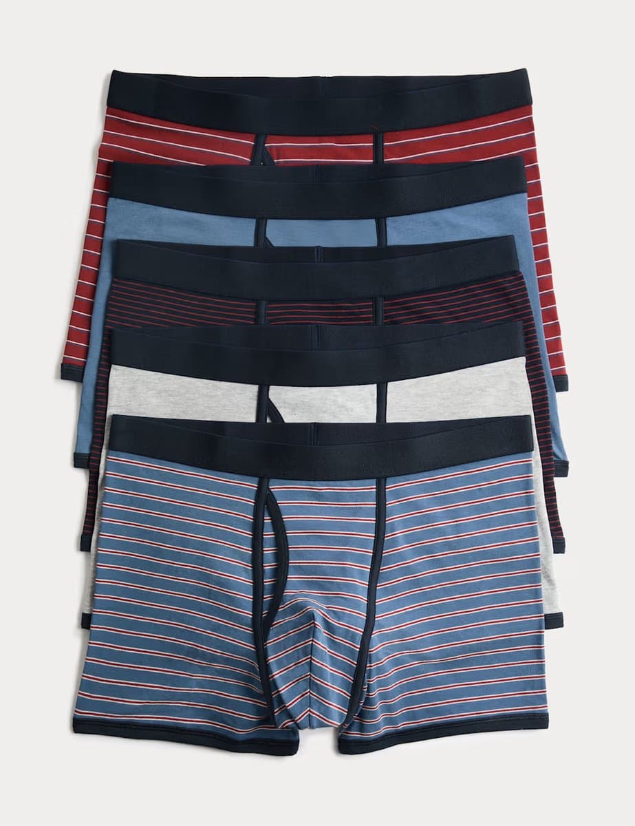 Marks & Spencer M&S 5 Pack Cotton Rich Cool & Fresh™ Stretch Trunks Multi