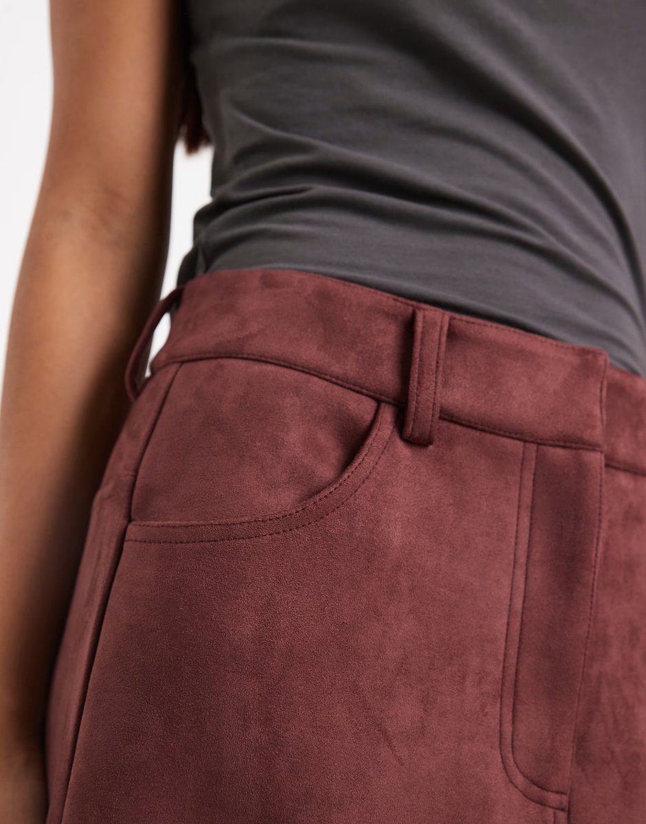 ASOS 4th & Reckless super soft faux suede maxi skirt co-ord in burgundy - 2