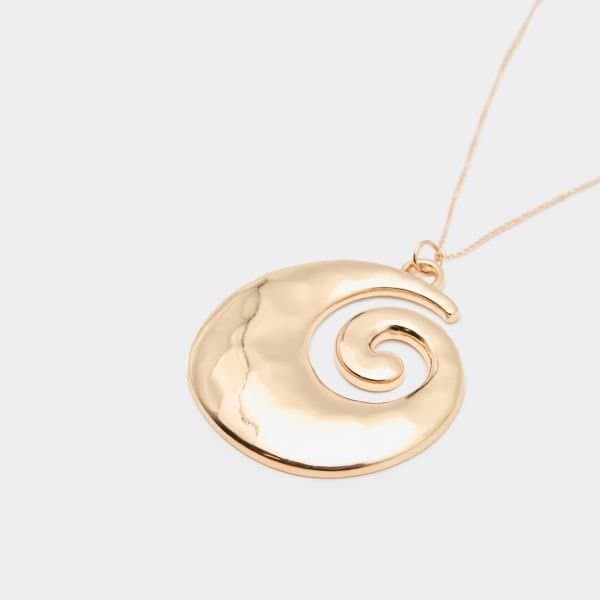 EGO EGO Oversized Spiral Textured Detail Pendant Necklace In Gold