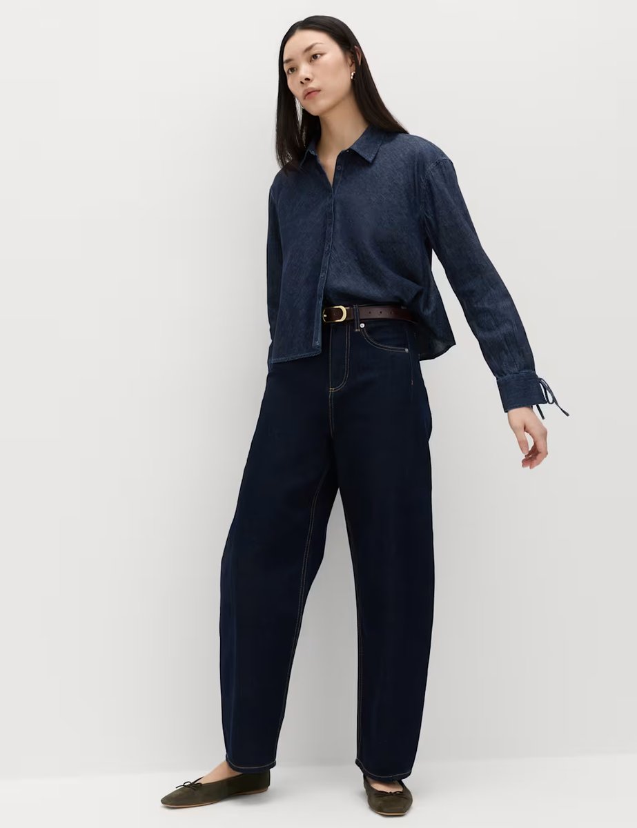 Marks & Spencer M&S Denim Tie Detail Swing Shirt Blue Denim - 2