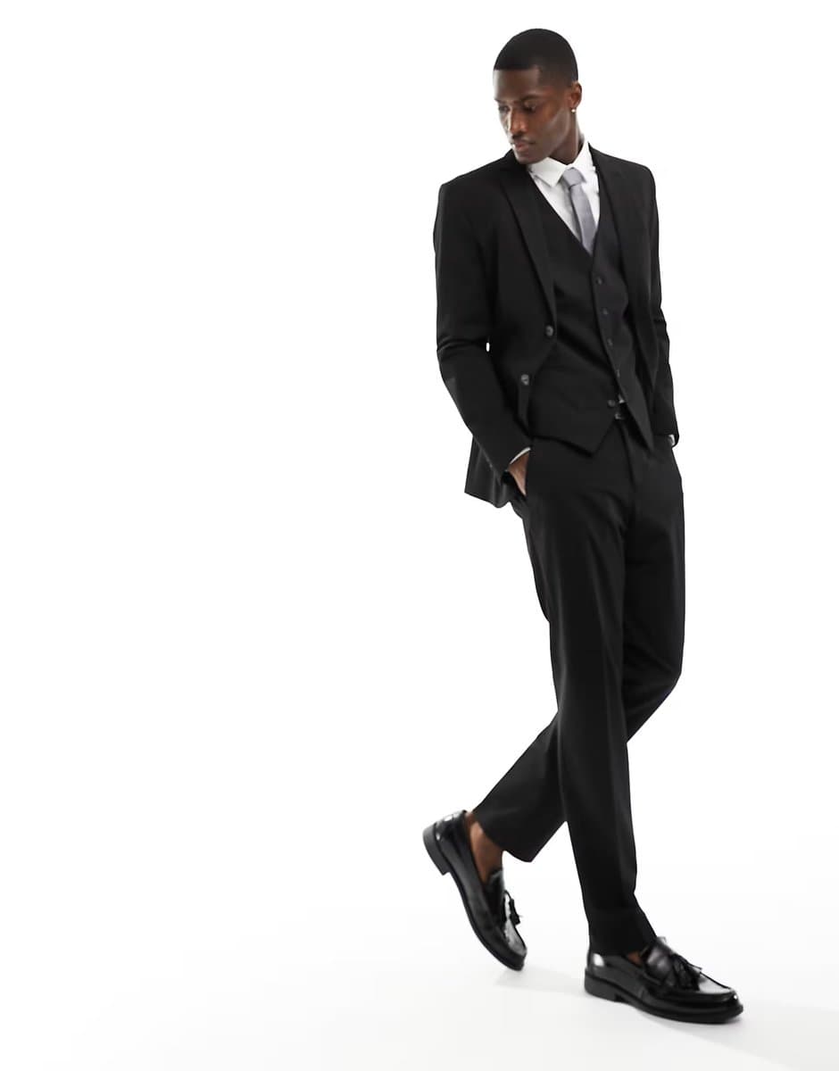 ASOS Selected slim fit suit trouser in black