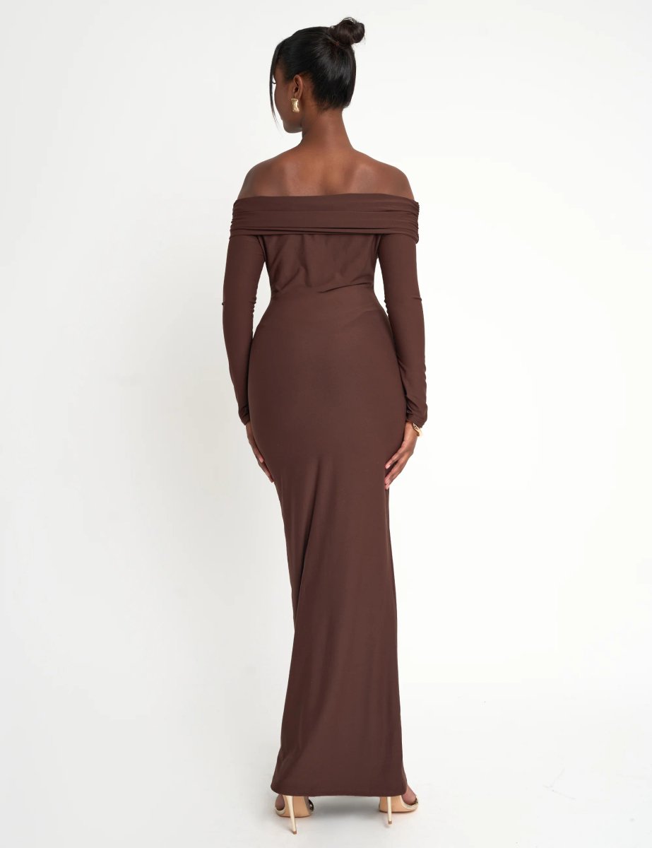 Public Desire Slinky Bardot Maxi Dress Brown - 3