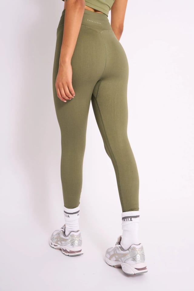 Kaiia Kaiia Premium Ribbed Legging Khaki - 2