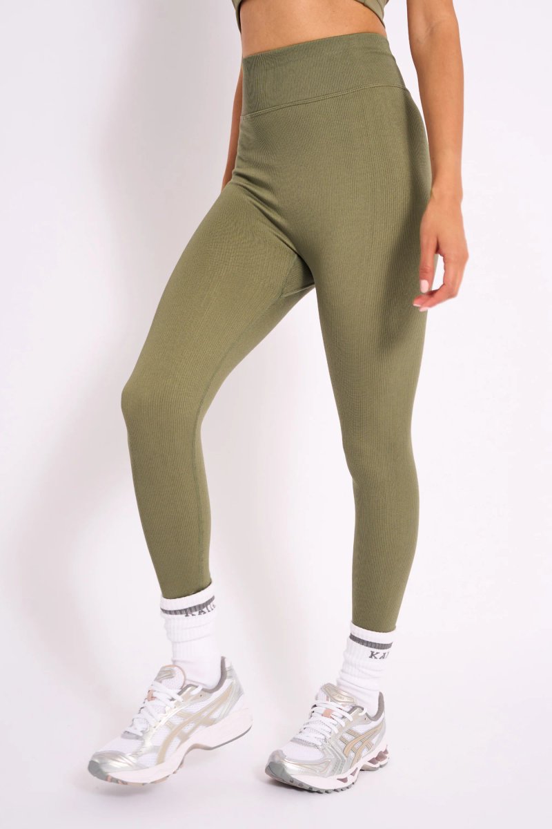 Kaiia Kaiia Premium Ribbed Legging Khaki - 3