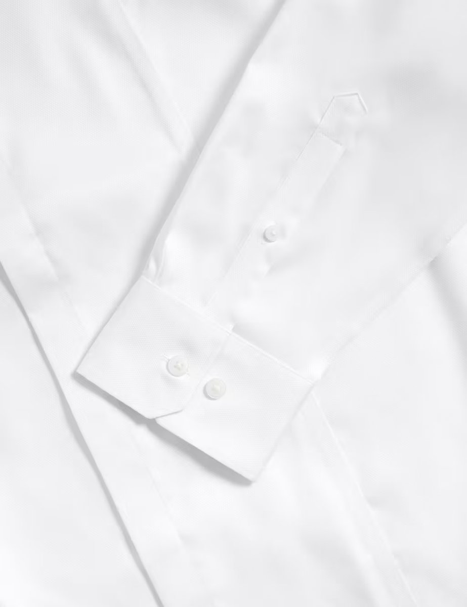 Marks & Spencer M&S Slim Fit Cotton Dress Shirt with Bow Tie White - 2