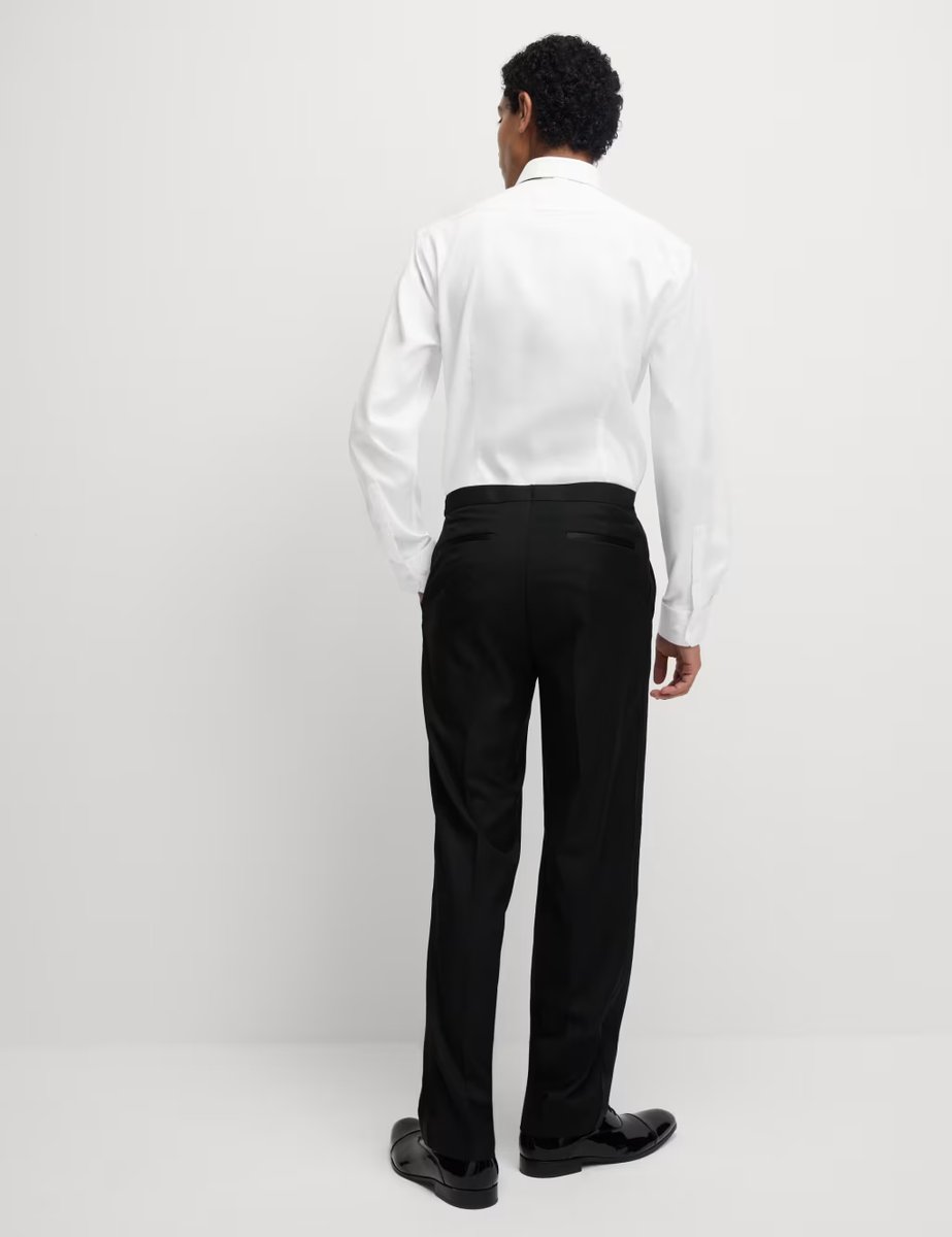 Marks & Spencer M&S Slim Fit Cotton Dress Shirt with Bow Tie White - 4