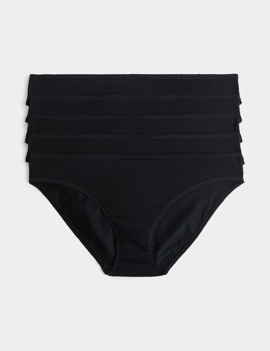 Marks & Spencer M&S 5pk Cotton Lycra® Bikini Knickers Black