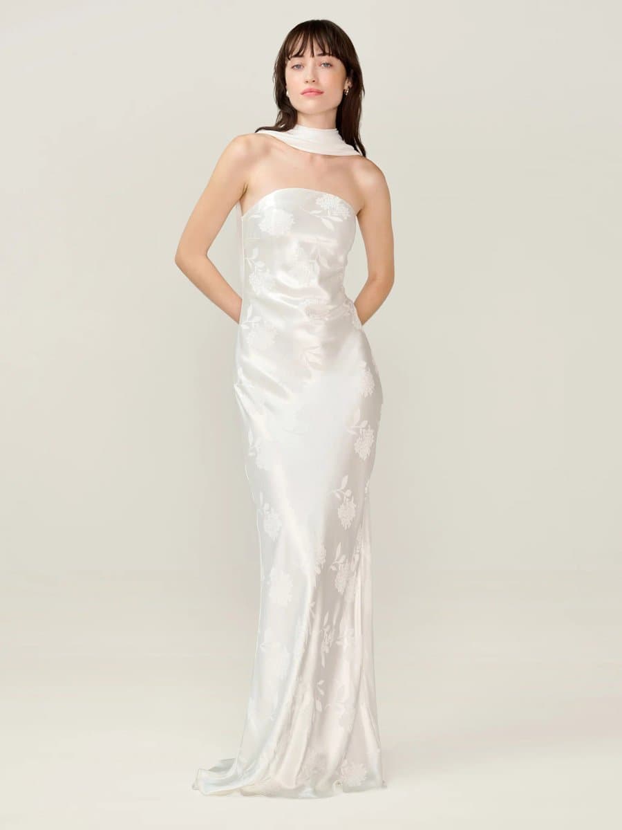 OMNES Faith Jacquard Dress in Ivory