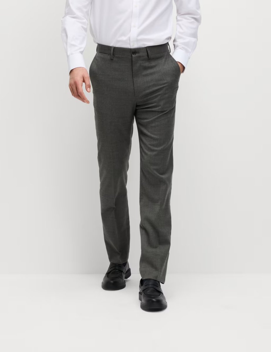Marks & Spencer M&S Regular Fit Wool Blend Trousers Charcoal - 4