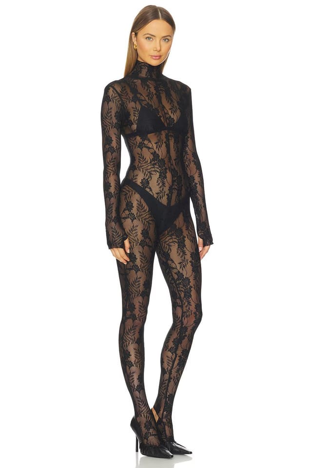 revolve Long Sleeve Slim Fit Turtleneck Catsuit - 2