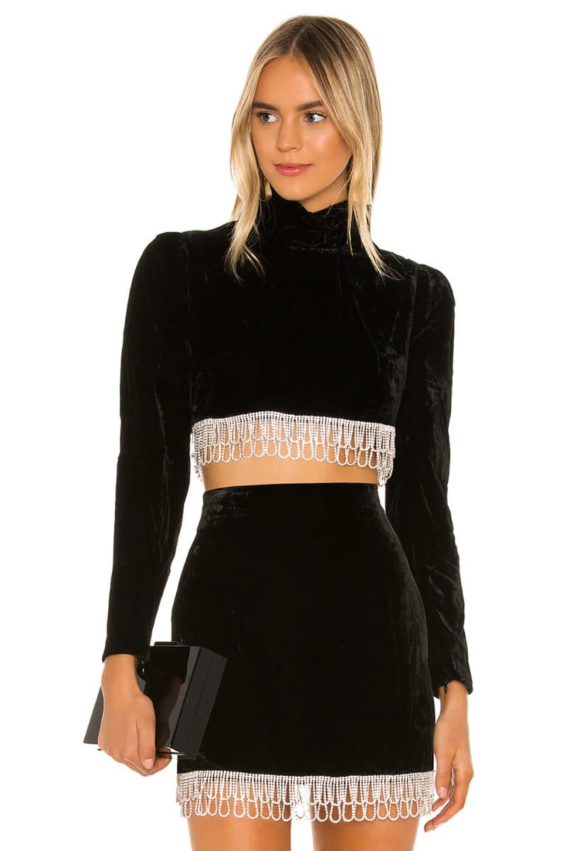 revolve revolve Elegant Velvet Cropped Top in Black