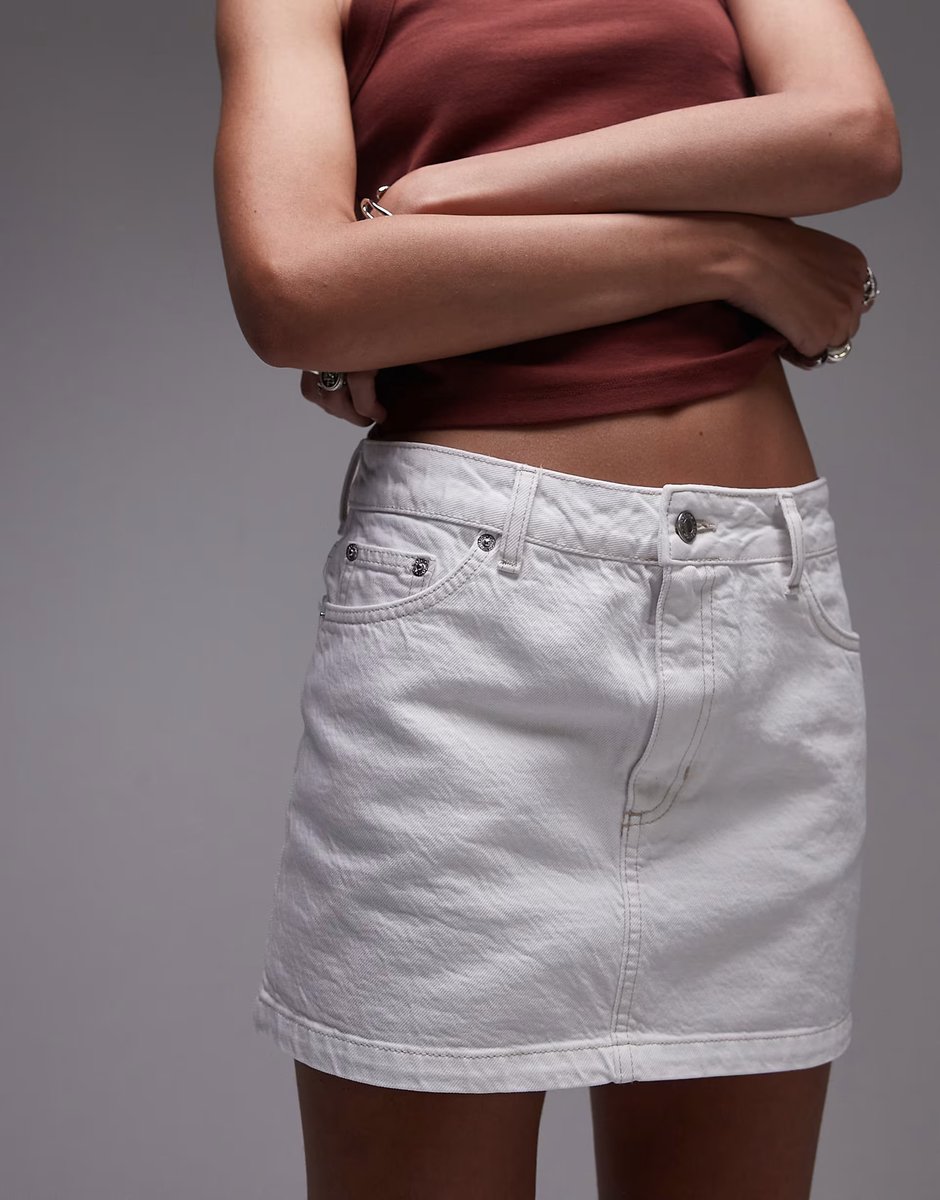 ASOS Topshop denim pelmet mini skirt in white - 3