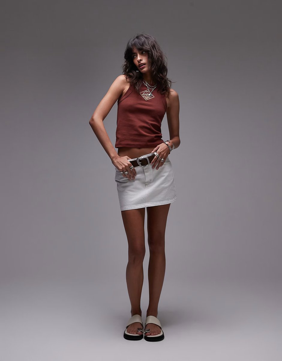 ASOS Topshop denim pelmet mini skirt in white - 4