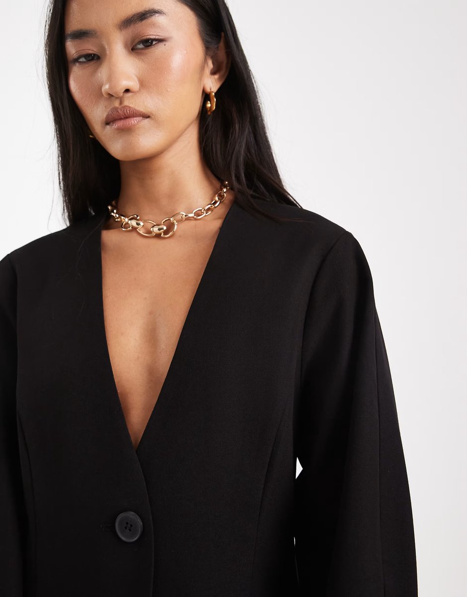 ASOS Pieces structured tailored blazer in black - 4