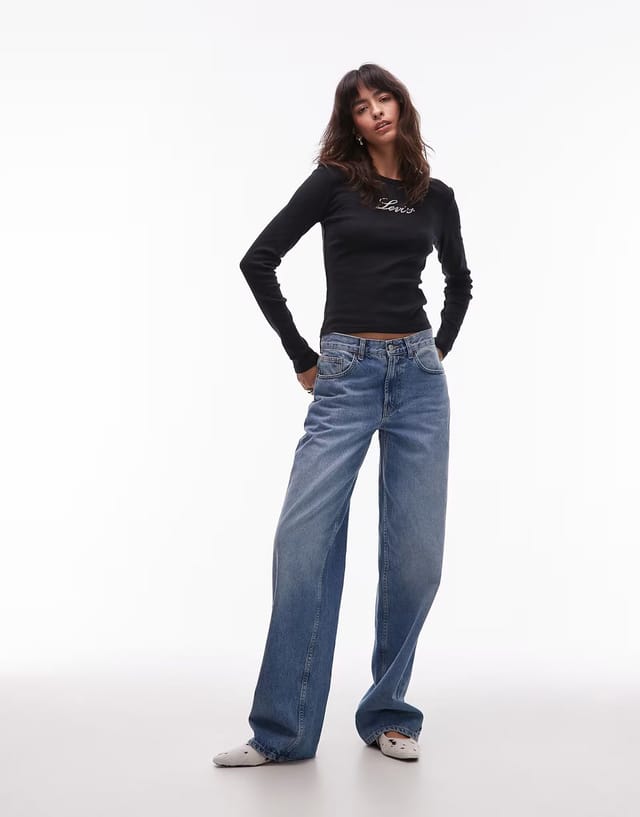 ASOS Levi's Rickie long sleeve  t-shirt glitter central logo in black - 2