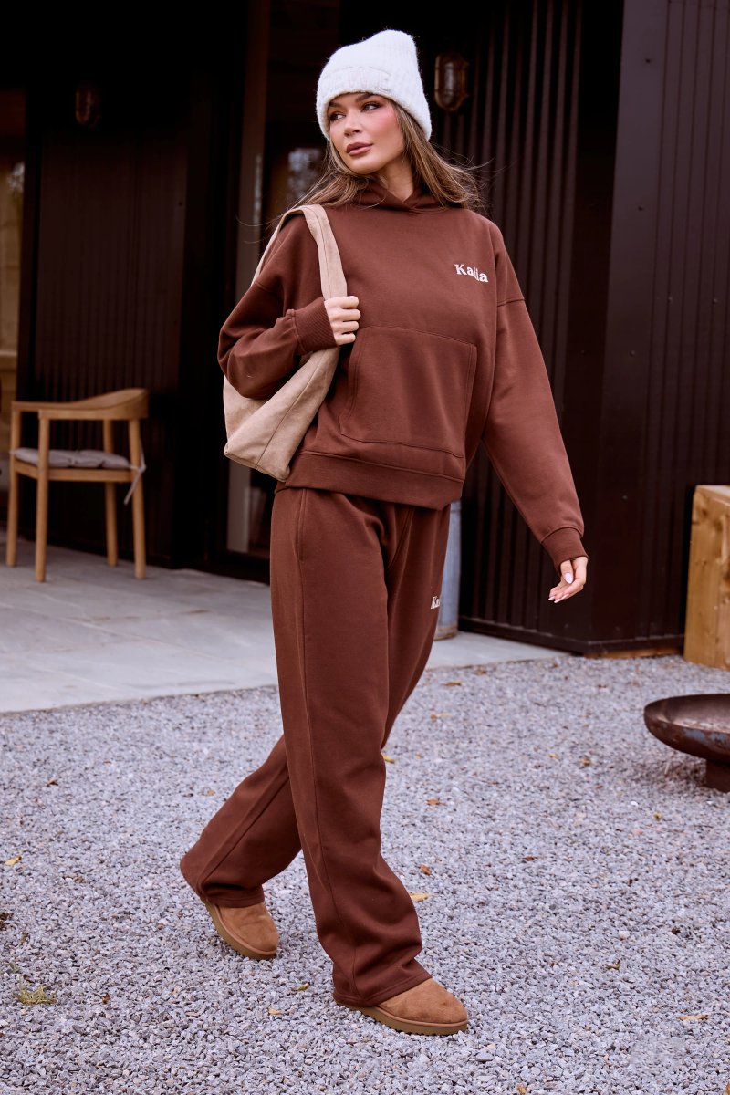 Kaiia Kaiia Cosy Back Graphic Oversized Hoodie Fudge - 3