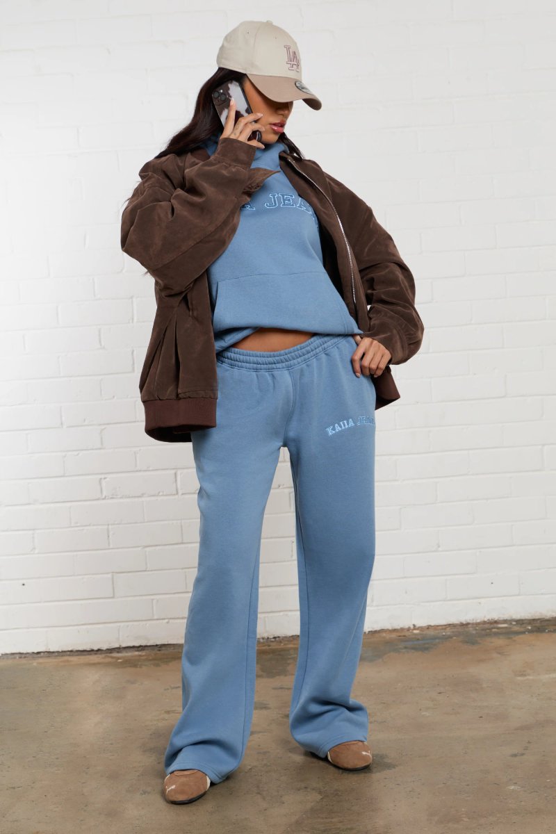 Kaiia Kaiia Jeans Applique Oversized Hoodie Denim Blue - 3