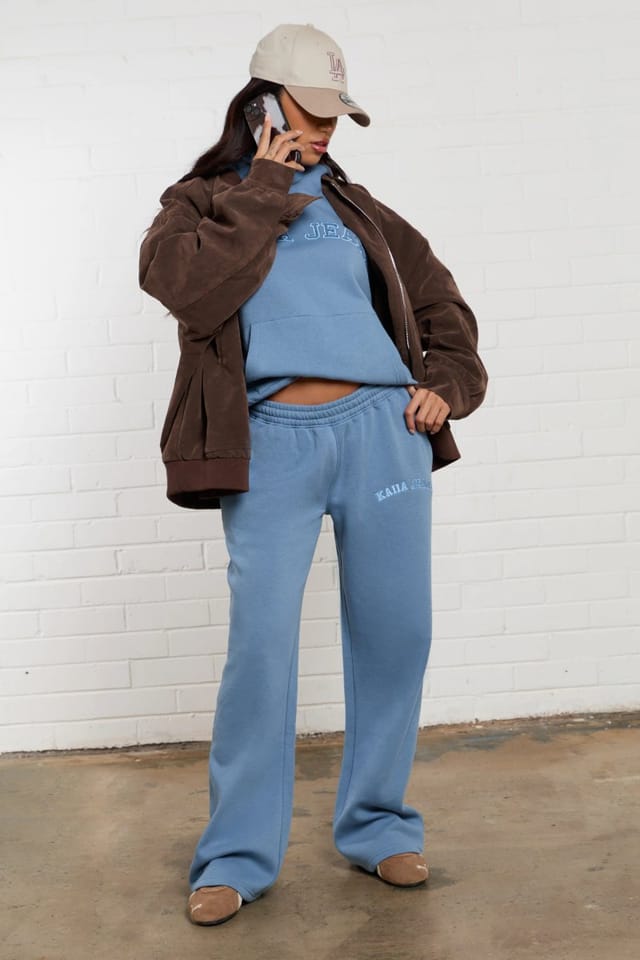 Kaiia Kaiia Jeans Applique Oversized Hoodie Denim Blue - 3