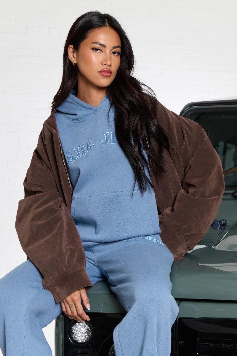 Kaiia Kaiia Jeans Applique Oversized Hoodie Denim Blue - 4