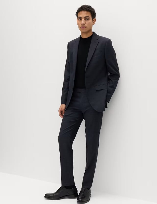Marks & Spencer M&S Slim Fit Textured Stretch Jacket Navy - 2