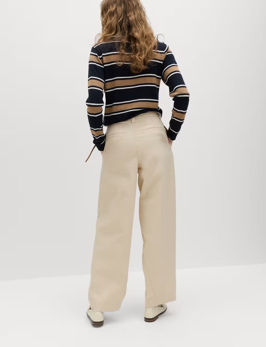 Marks & Spencer M&S Pure Cotton Pleat Front Barrel Leg Chinos Beige - 4
