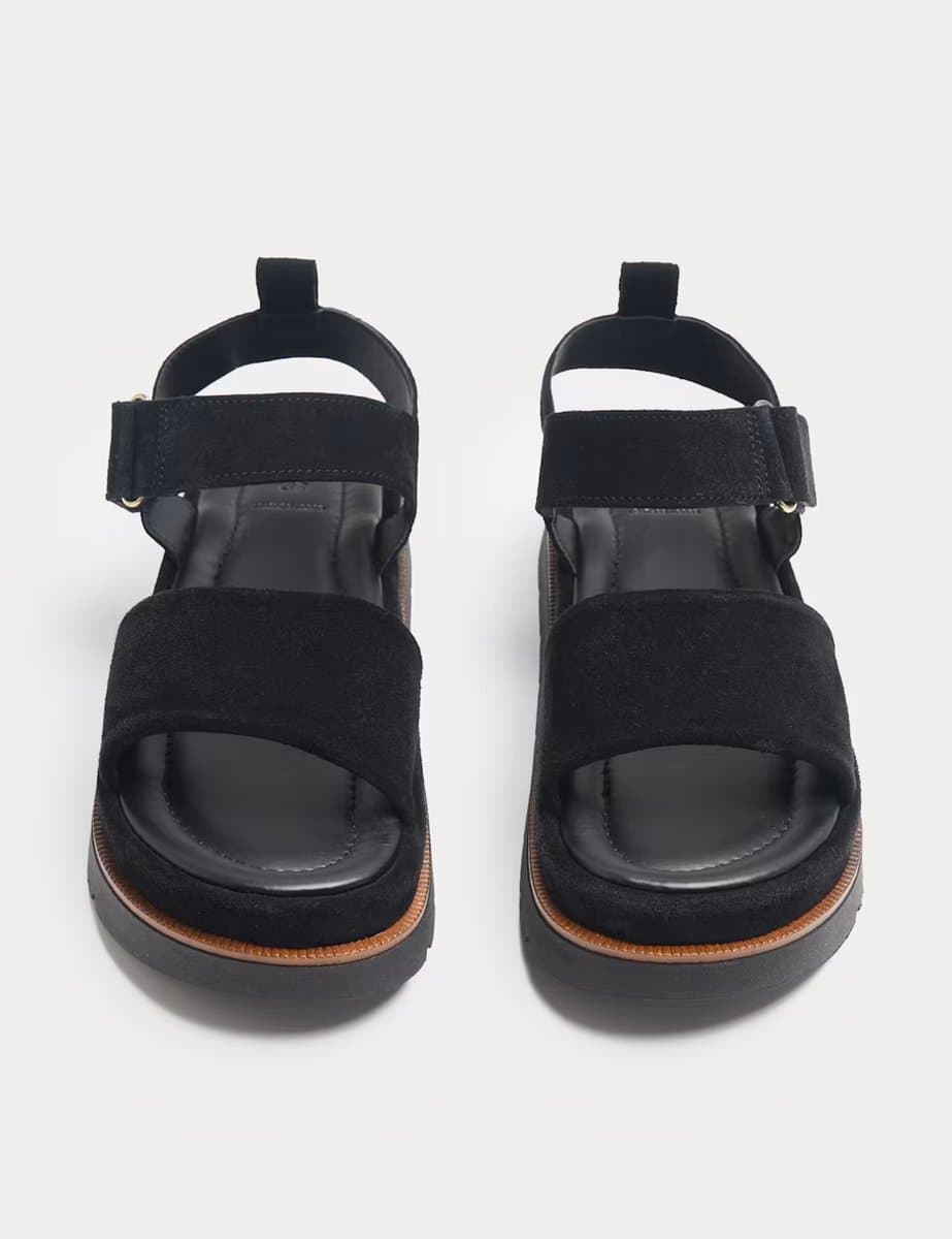 Marks & Spencer M&S Suede Ankle Strap Flatform Sandals Black