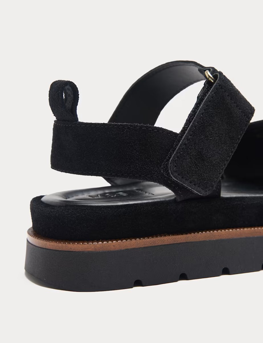 Marks & Spencer M&S Suede Ankle Strap Flatform Sandals Black - 2